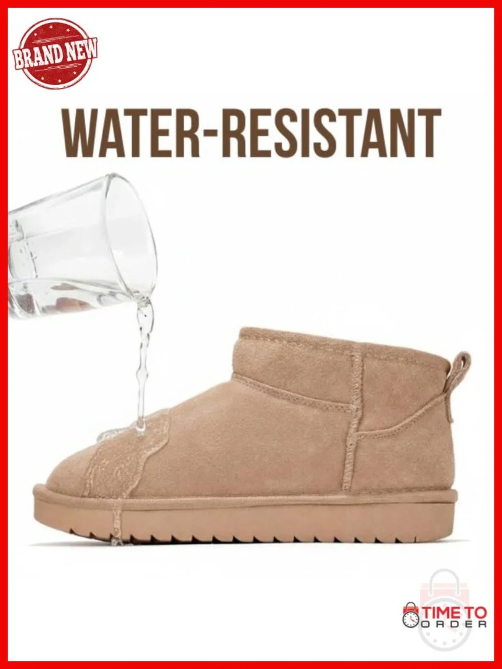 Genuine Leather Ankle Boots with Memory Foam Insole Water Resistant Winter Boots